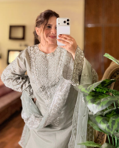 Hussain Rehar Luxury Embroidered Raw Silk Unstitched / Stitched LUCENT