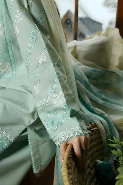Zara Shah Jahan - 3PC Unstiched Lawn Embroidered Shirt with Printed Slub Net Dupatta