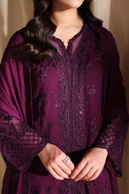 Azure Luxury Embroidered Chiffon Unstitched 3Pc Suit Garnelle