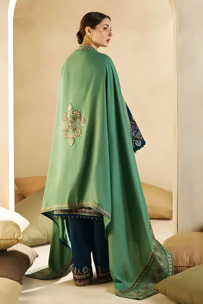 Zara Shah Jahan - 3PC Unstitched Dhanak Embroidered Shirt with Dhanak Embroidered Dupatta and Trouser