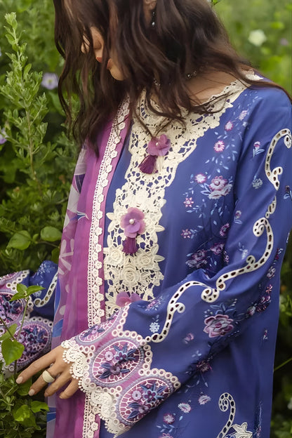Mushq - 3PC Lawn Embroidered Shirt with Printed Silk Dupatta (Unstitched)