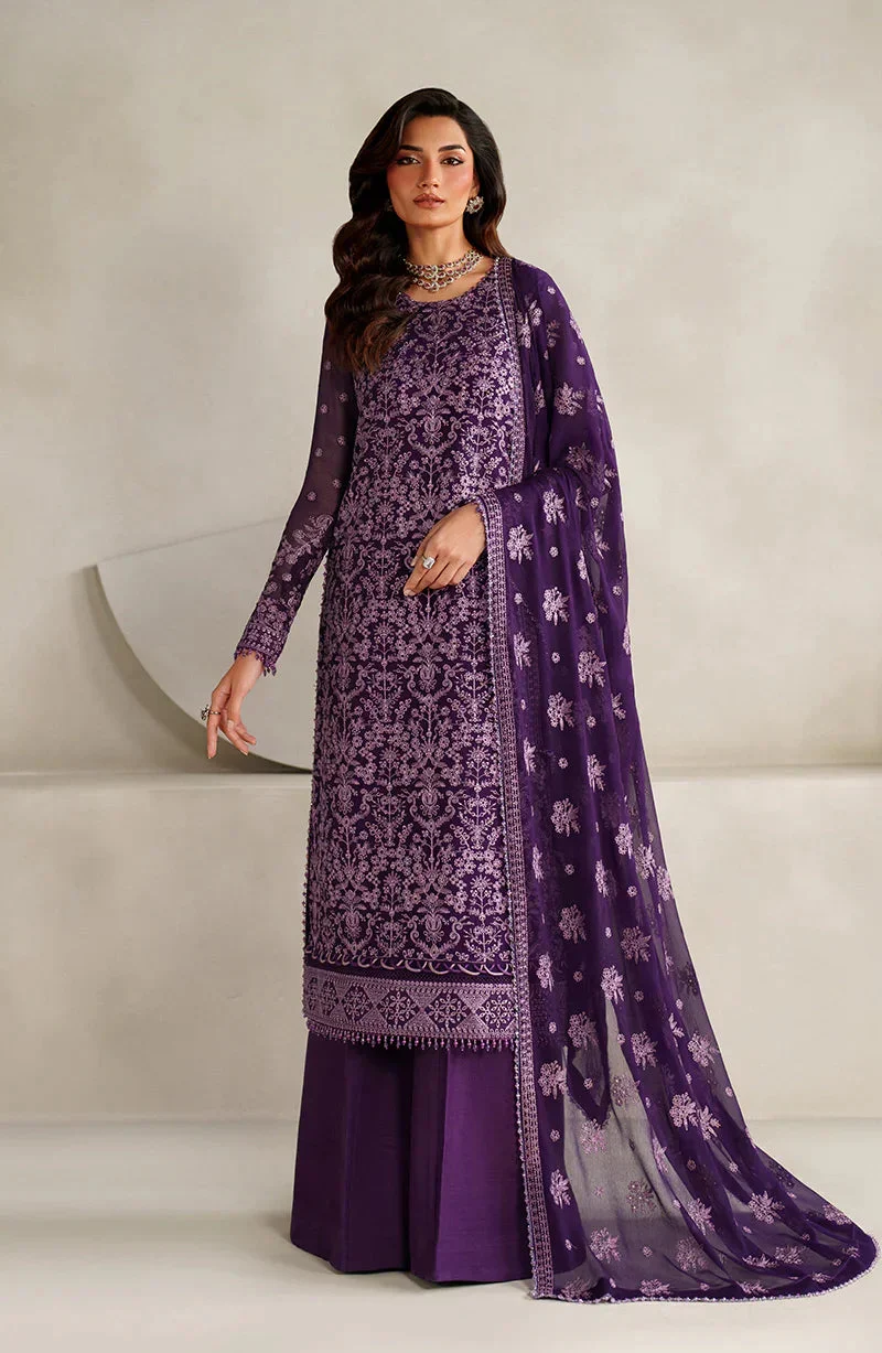 Zarif Muse Thread Embroidered Chiffon Unstitched 3Pc Suit ZE - Sorella