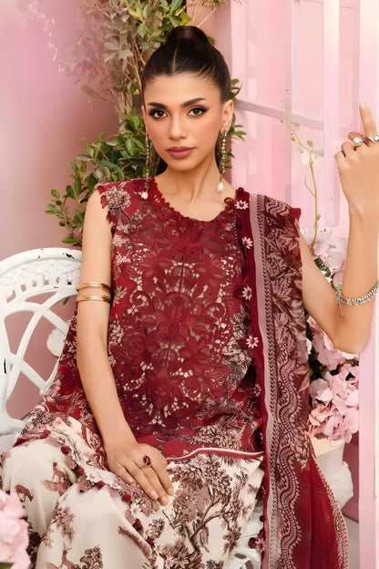 Maria B - 3PC All Over Printed Banadora Lawn Shirt with Printed Voil Dupatta (Unstitched)