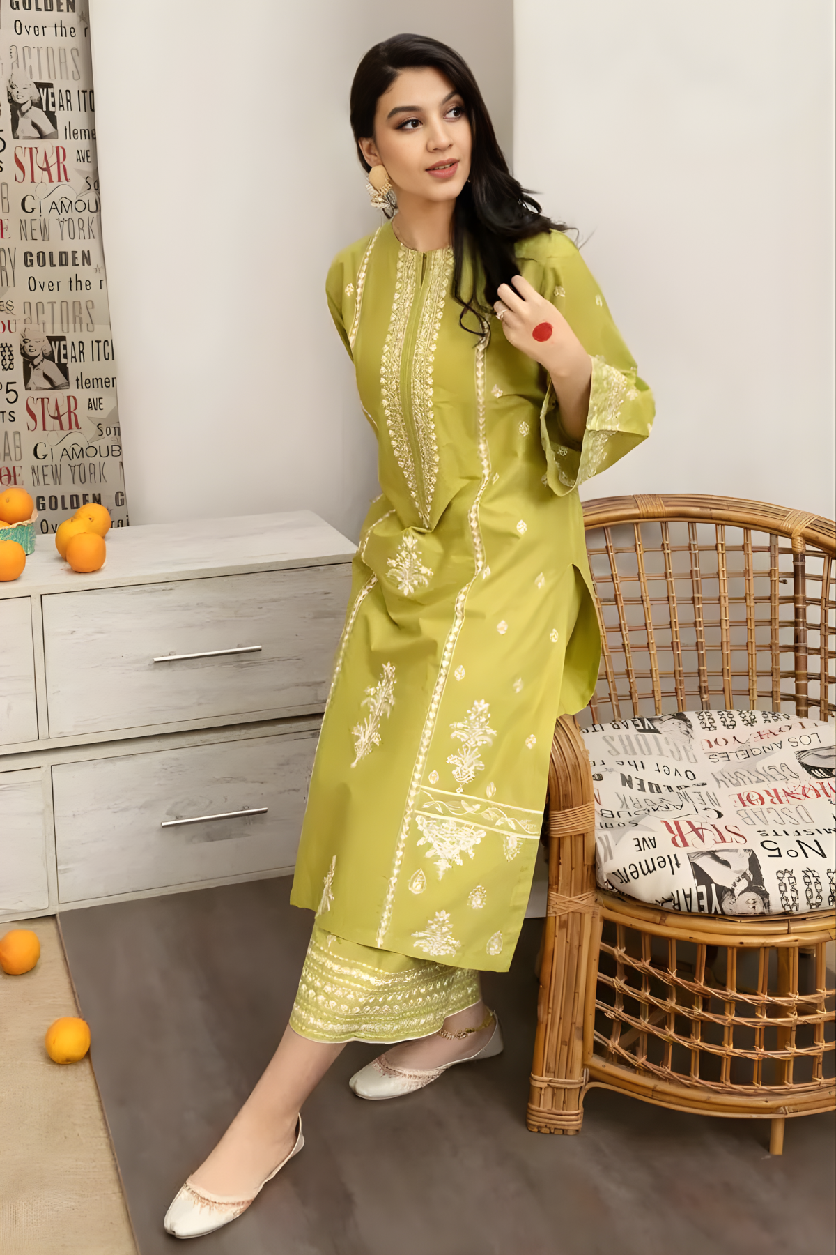 Urge - 3PC Unstitched Dhanak Embroidered Shirt with Digital Printed Dupatta and Embroidered Trouser
