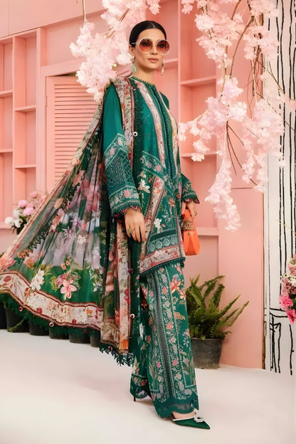 Maria B - 3PC All Over Printed Banadora Lawn Shirt with Printed Voil Dupatta (Unstitched)