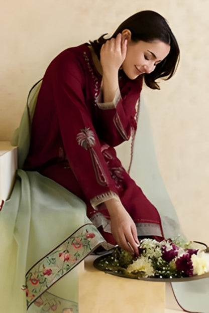 Mishkaa - 3PC Lawn Embroidered Shirt with Embroidered Chiffon Dupatta (Unstitched)