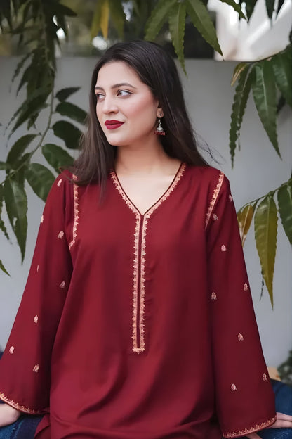 Aisling - 3PC Unstitched Dhanak Embroidered Shirt with Dhanak Embroidered Dupatta and Trouser