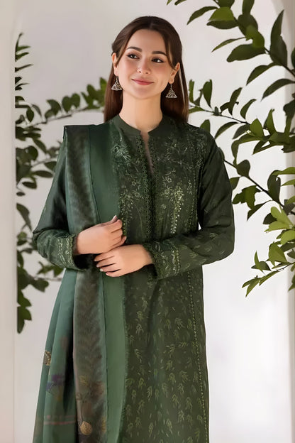 Sobia Nazir - 3PC Unstitched Dhanak Embroidered Shirt with Printed Shawl