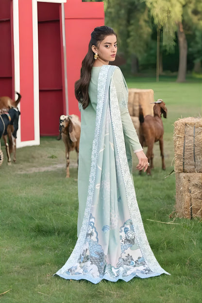 Maryum N Maria - 3PC Khaddar Embroidered Shirt with Digital Printed Dupatta and Trouser