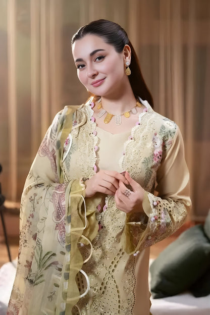 Jade - 3PC Lawn Embroidered Shirt with Printed Monar Dupatta (Unstitched)