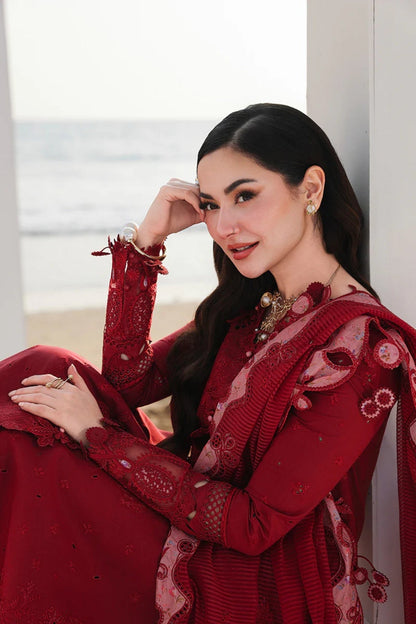 Qalamkar - 3PC Unstitched Lawn Embroidered Shirt with Embroidered Khaddi Dupatta and Trouser