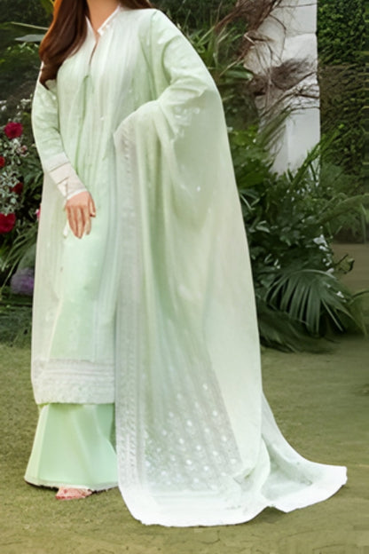 Sobia Nazir - 3PC Lawn Embroidered Shirt with Embroidered Chiffon Dupatta (Unstitched)