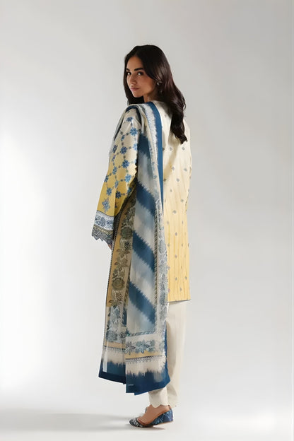 Ethnc - 3PC Banadora Lawn Printed Shirt with Printed Voil Dupatta (Unstitched)