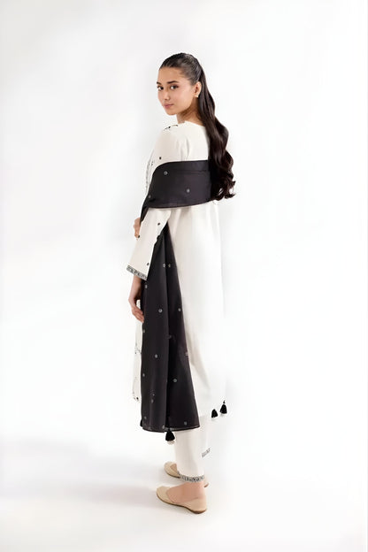 Nishat - 3PC Unstitched Dhanak Embroidered Shirt with Embroidered Dhanak Dupatta and Trouser