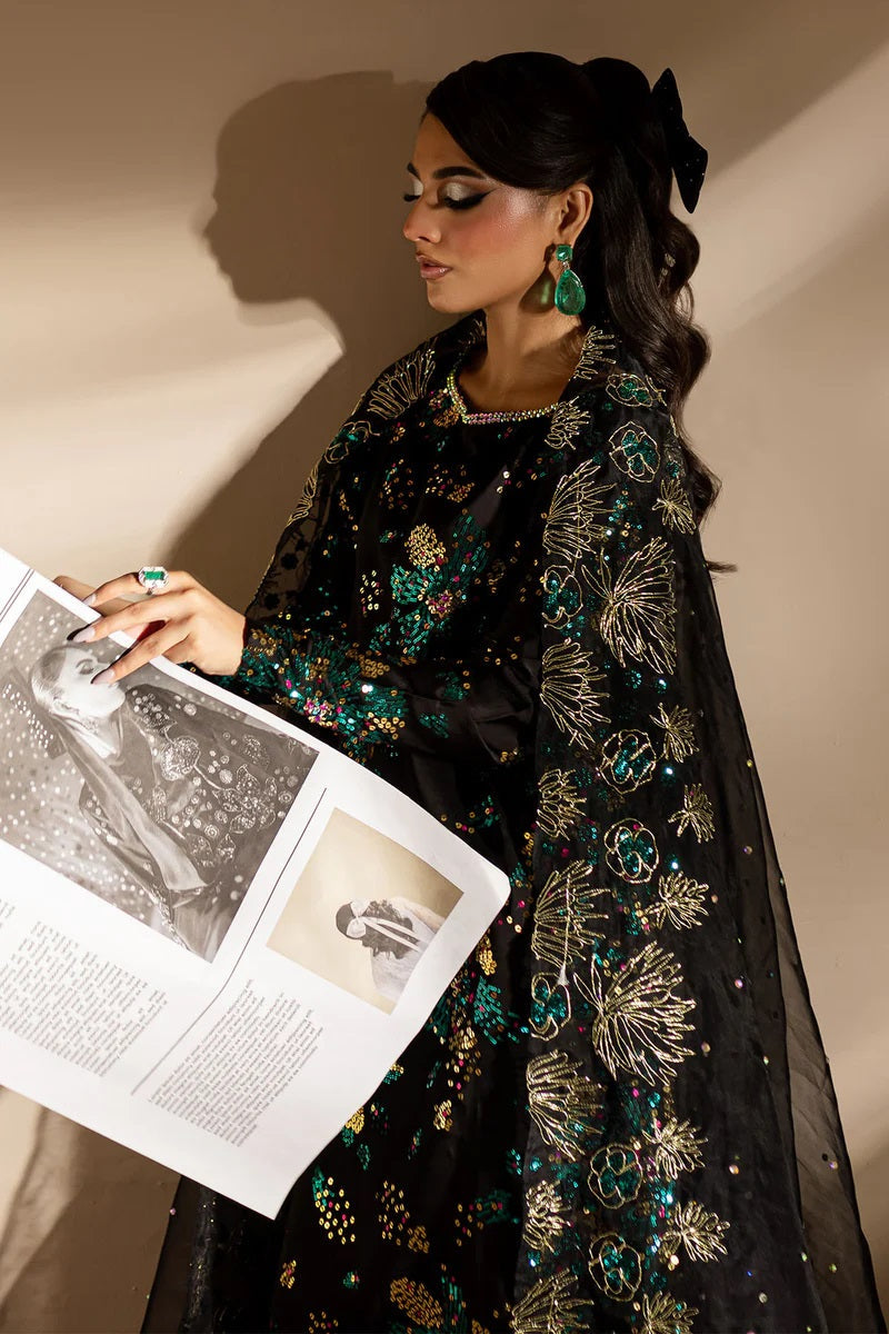 Nureh Luxury Raw Silk 3 Piece Unsticthed - Golden Star Dust