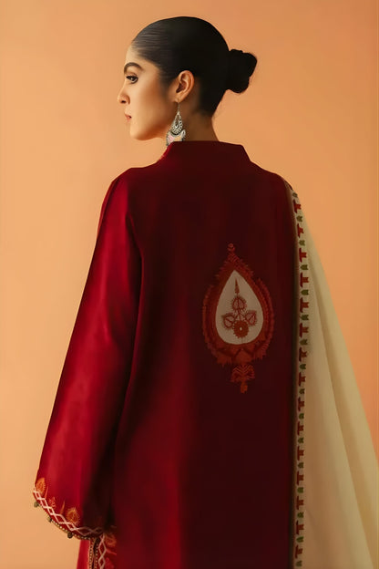 Zara Shah Jahan - 3PC Unstitched Dhanak Embroidered Shirt with Embroidered Dhanak Dupatta and Trouser