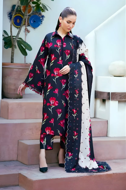 Baroque - 3PC Khaddar Digital Printed Shirt with Khaddar Printed Shawl (Unstitched)