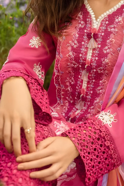 Mushq - 3PC Lawn Embroidered Shirt with Printed Silk Dupatta (Unstitched)