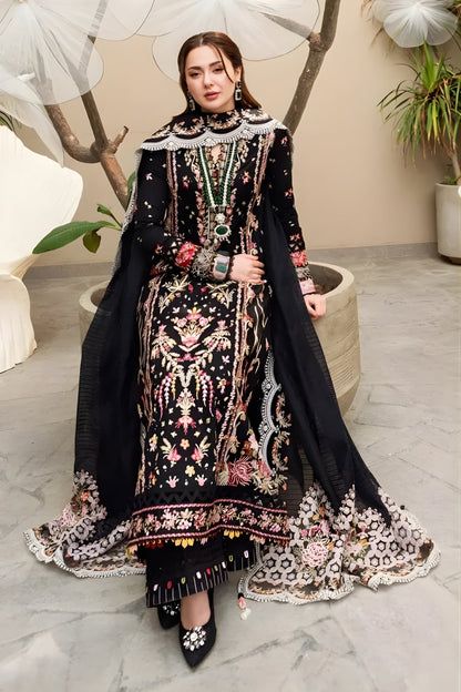Qalamkar 3PC Lawn Embroidered Shirt with Embroidered Khaddi Net Dupatta (Unstitched)