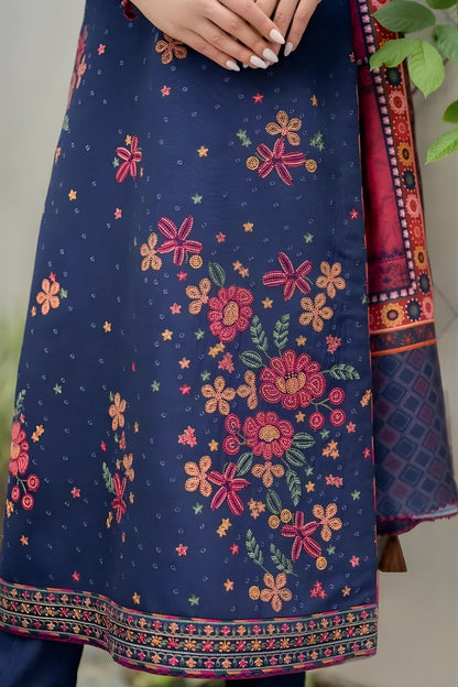 Jazmin - 3PC Unstitched Dhanak Embroidered Shirt with Digital Printed Dupatta and Trouser