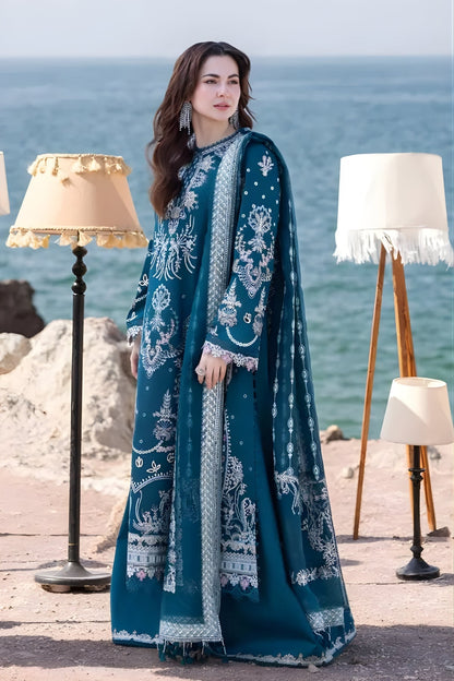 Qalamkar 3PC Unstitched Lawn Heavy Embroidered Shirt with Printed and Embroidered Monarc Dupatta