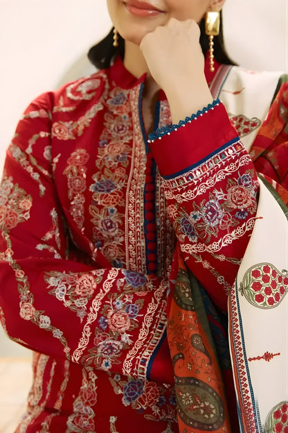 Zara Shah Jahan - 3PC Unstitched Dhanak Embroidered Shirt with Digital Printed Dupatta and Embroidered Trouser
