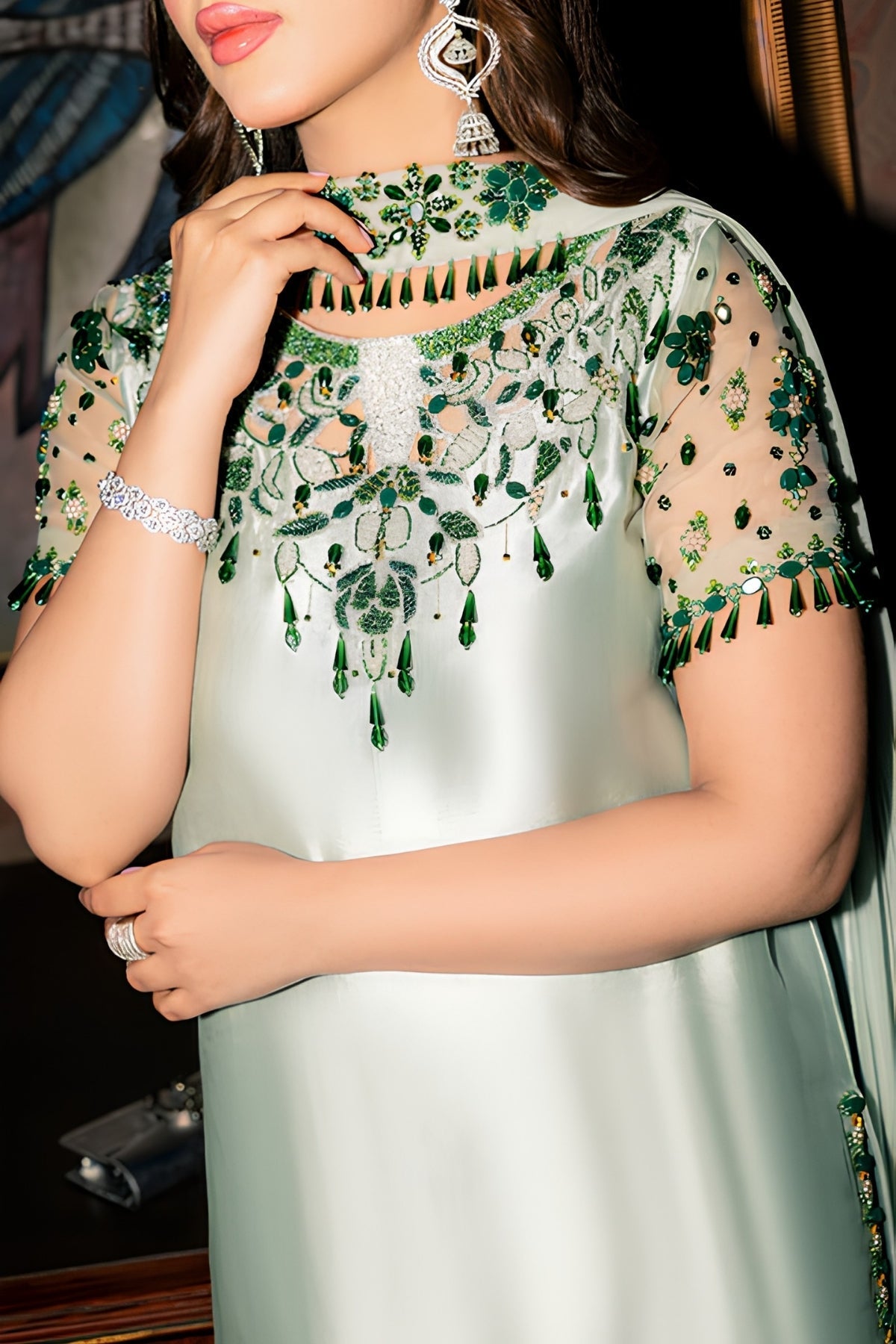 Murk - 3PC Unstitched Silk Embroidered Shirt with Digital Printed Silk Dupatta and Trouser