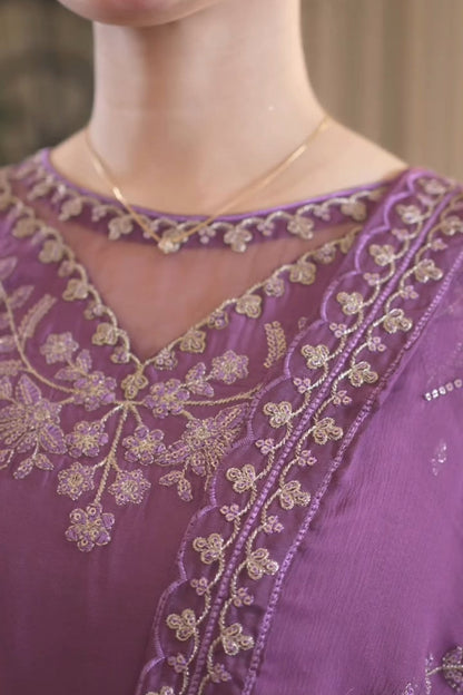 Maria B - 3PC Unstitched Lawn Embroidered Shirt with Cotton Net Embroidered Dupatta and Trouser