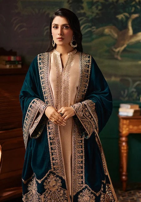 Zainab Chottani Skin Formal Brocade Tissue MICRO VELVET SHAWL 3PC