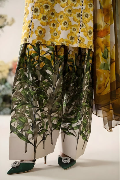 Maria B - 3PC All Over Printed Banadora Lawn Shirt with Printed Voil Dupatta (Unstitched)