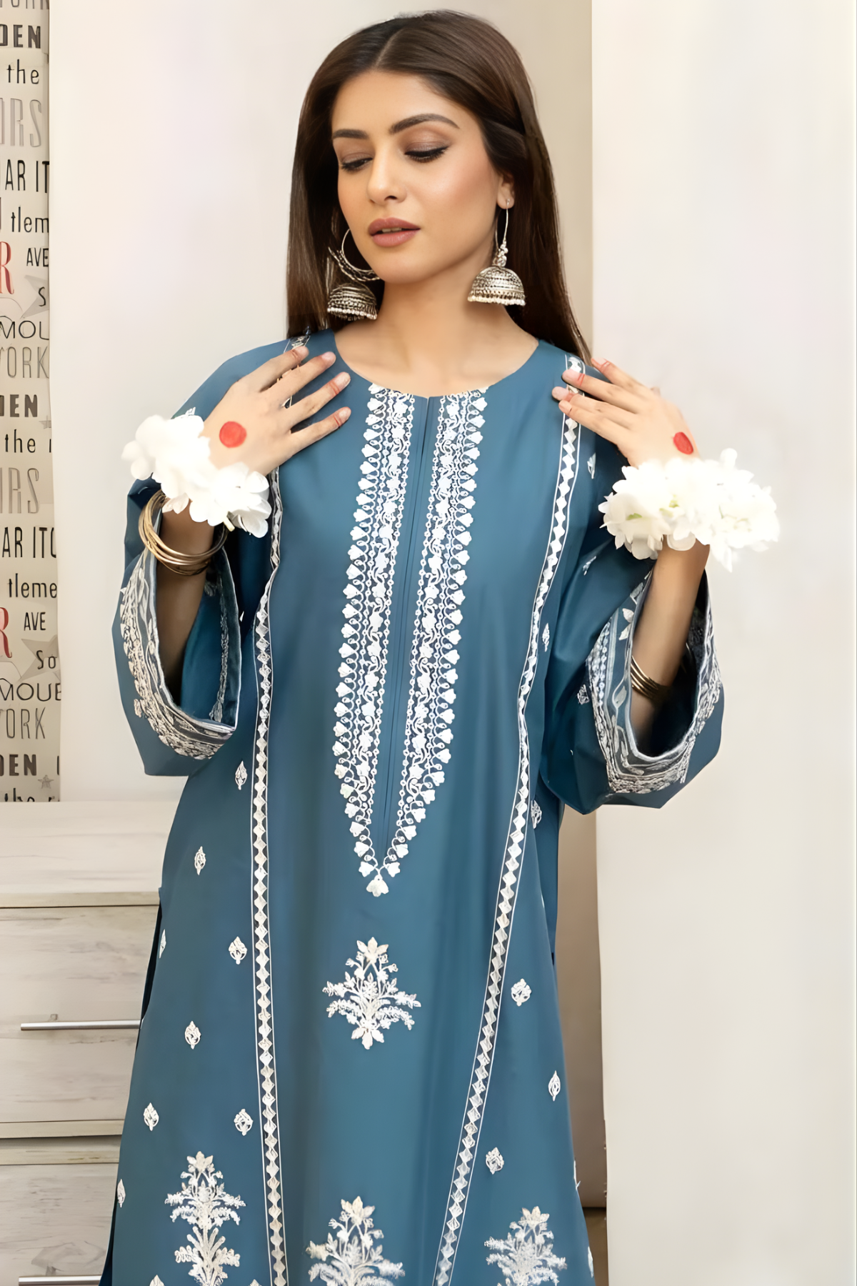 Urge - 3PC Unstitched Embroidered Shirt with Digital Printed Dupatta and Embroidered Trousers