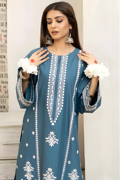 Urge - 3PC Unstitched Embroidered Shirt with Digital Printed Dupatta and Embroidered Trousers