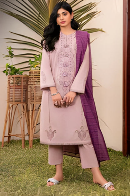 Asim Jofa - 3PC Lawn Embroidered Shirt with Printed Cotton Net Dupatta