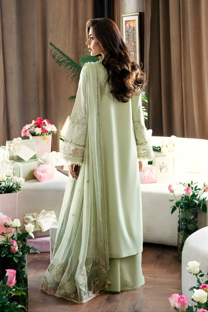 Qalamkar - 3PC Unstitched Lawn Embroidered Shirt with Embroidered Chiffon Dupatta and Trouser