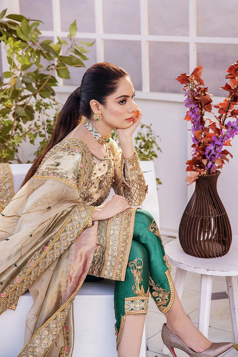 Shazia Kiyani Luxury Tussle Silk Embroidered 3 Pc Unstitched Suit - Samar