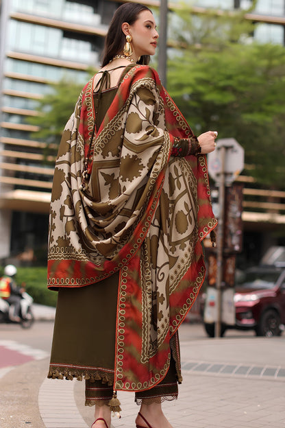 Charizma - 3PC Unstitched Dhanak Embroidered Shirt with Digital Printed Dupatta and Trouser