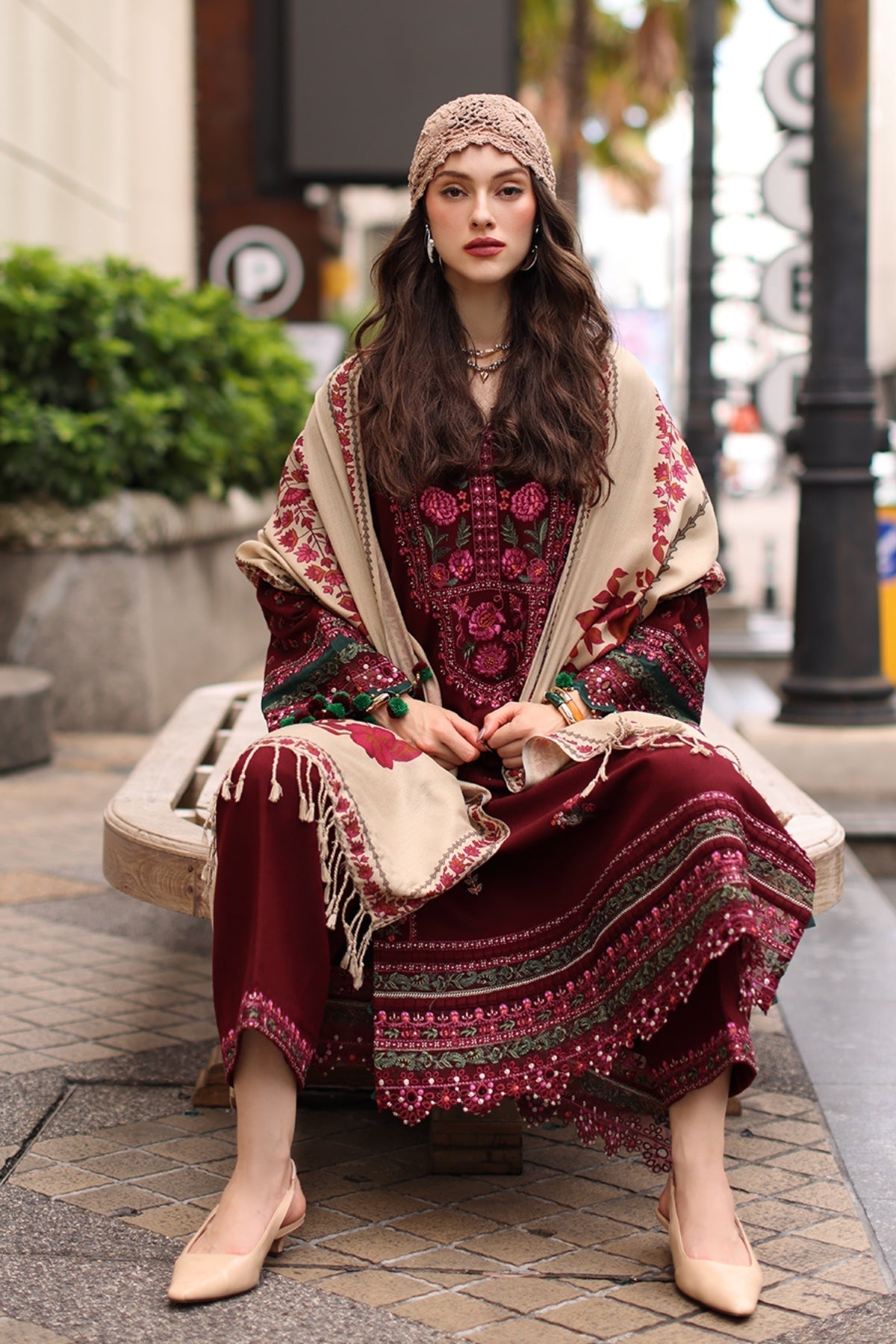 Charizma - 3PC Unstitched Dhanak Embroidered Shirt with Pashmina Printed Dupatta and Trouser