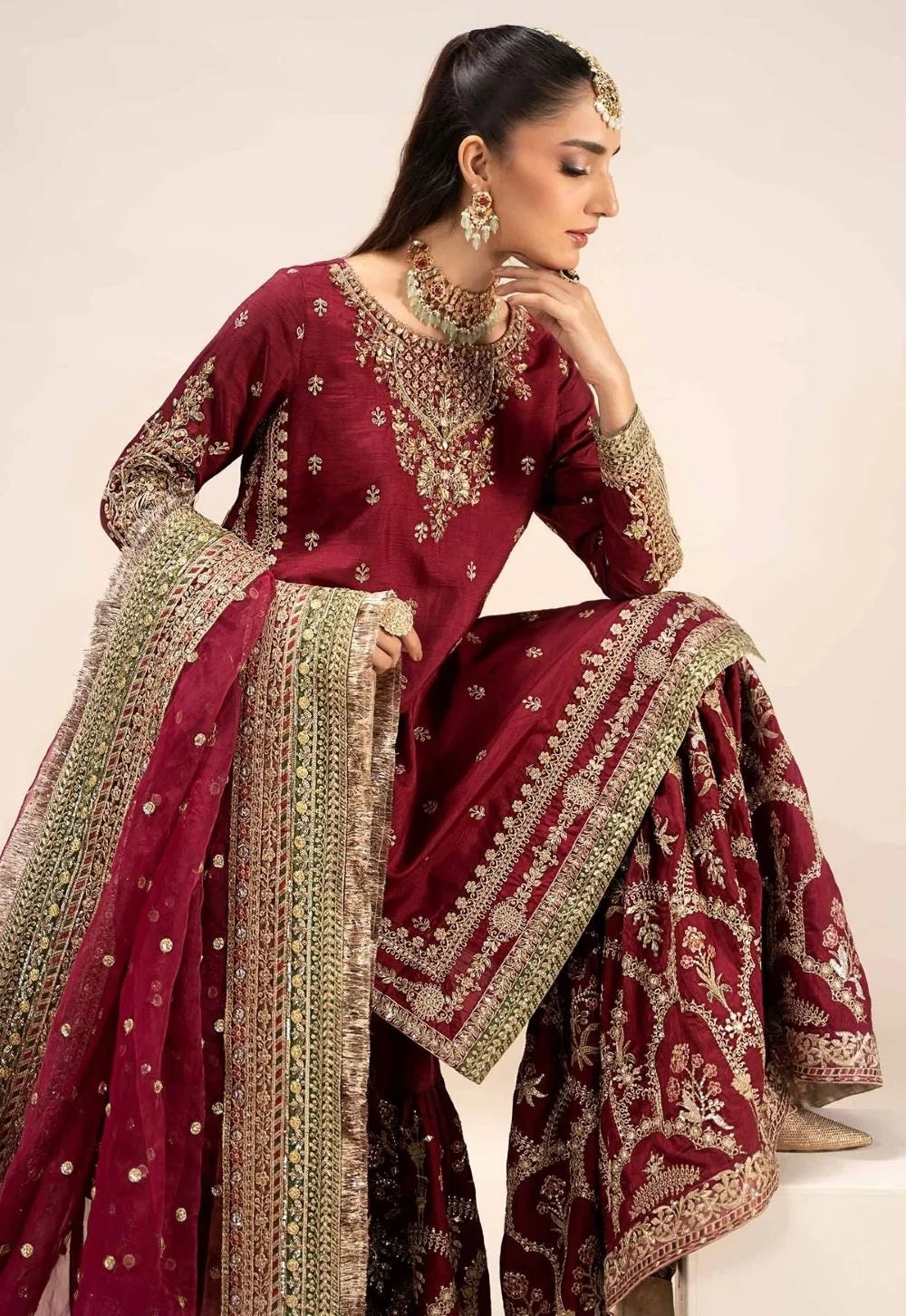 Maria.B Virasat Luxury Raw Silk Embroidered 3 Piece Unstitched Suit