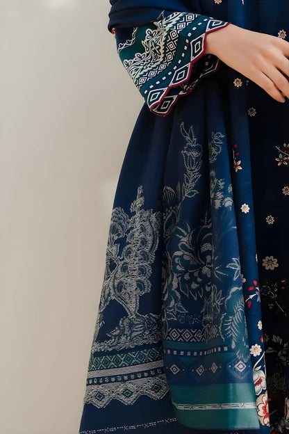 Beechtree - 3PC Unstitched Dhanak Embroidered Shirt with Digital Printed Dupatta and Trouser