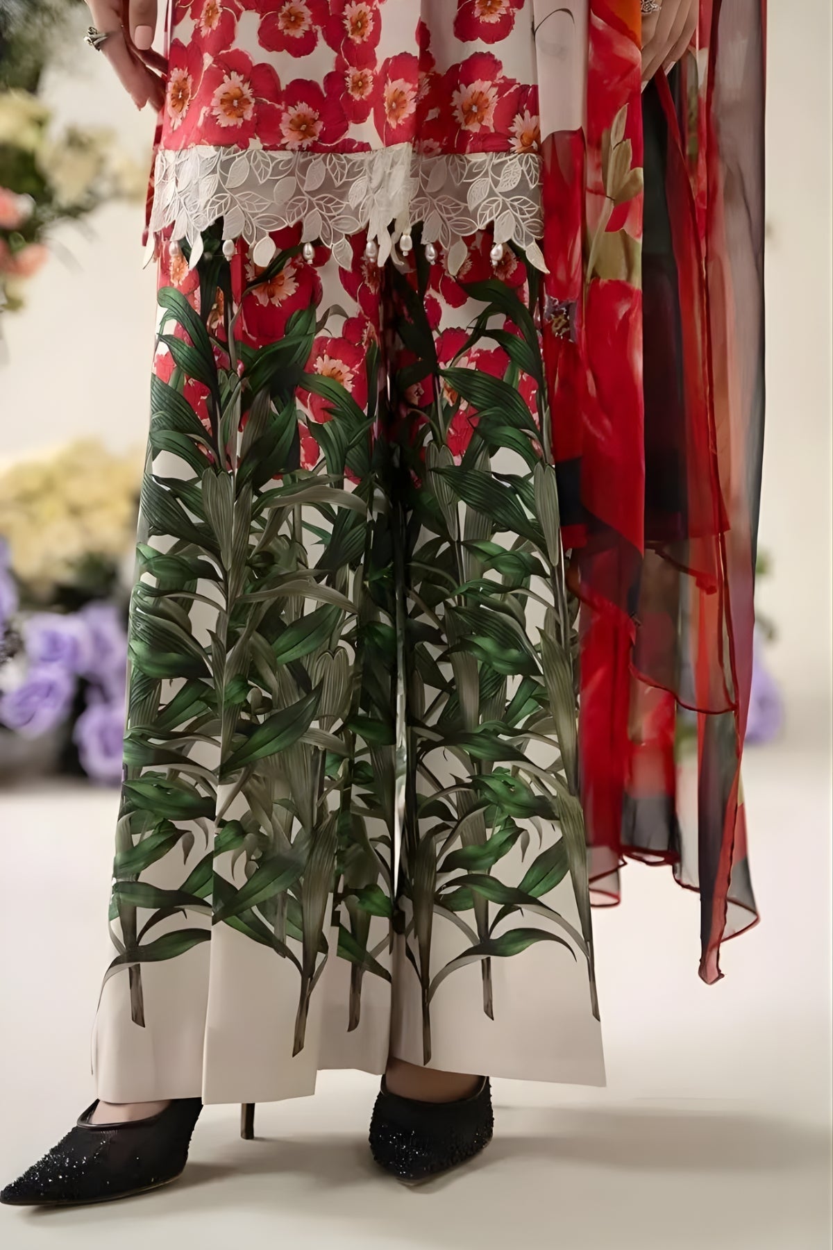 Maria B - 3PC All Over Printed Banadora Lawn Shirt with Printed Voil Dupatta (Unstitched)