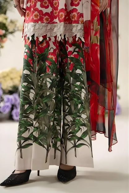 Maria B - 3PC All Over Printed Banadora Lawn Shirt with Printed Voil Dupatta (Unstitched)