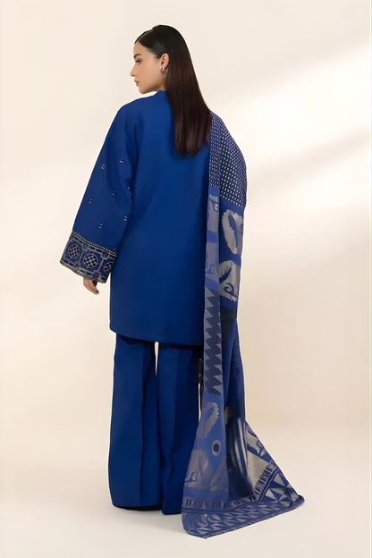 Sapphire - 3PC Unstitched Khaddar Embroidered Front with Digital Printed Dupatta and Trouser