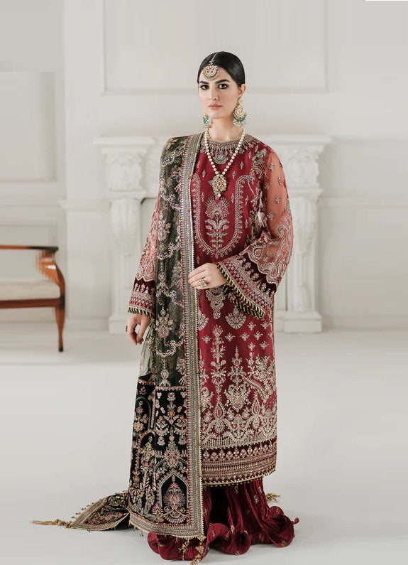 Baroque Luxury Net Embroidered Unstitched 3Pc Suit