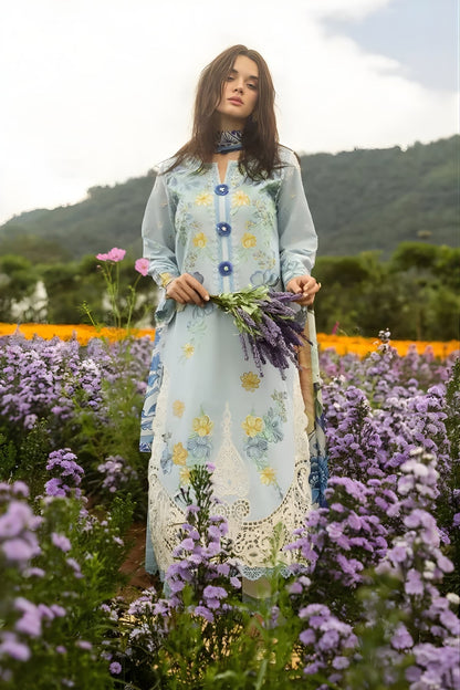 Mushq - 3PC Lawn Embroidered Shirt with Printed Silk Dupatta (Unstitched)
