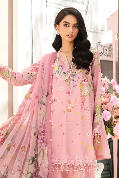 Maria B - 3PC All Over Printed Banadora Lawn Shirt with Printed Voil Dupatta (Unstitched)