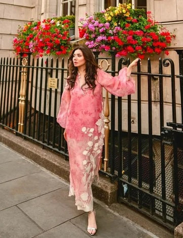 Poshkari Luxury Organza Embroidered 3Pc Unstitched Suit Maira Khan