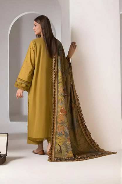 Sobia Nazir - 3PC Unstitched Dhanak Embroidered Shirt with Digital Printed Dupatta