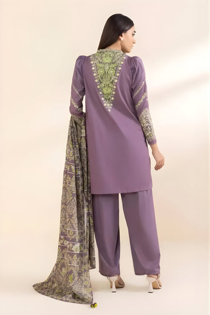 Sapphire - 3PC Lawn Embroidered Shirt with Printed Chiffon Dupatta (Unstitched)