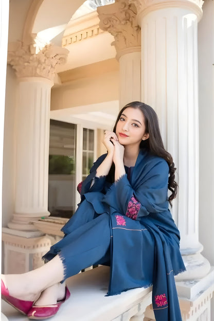 Aisling - 3PC Unstitched Dhanak Embroidered Shirt with Dhanak Embroidered Dupatta and Trouser