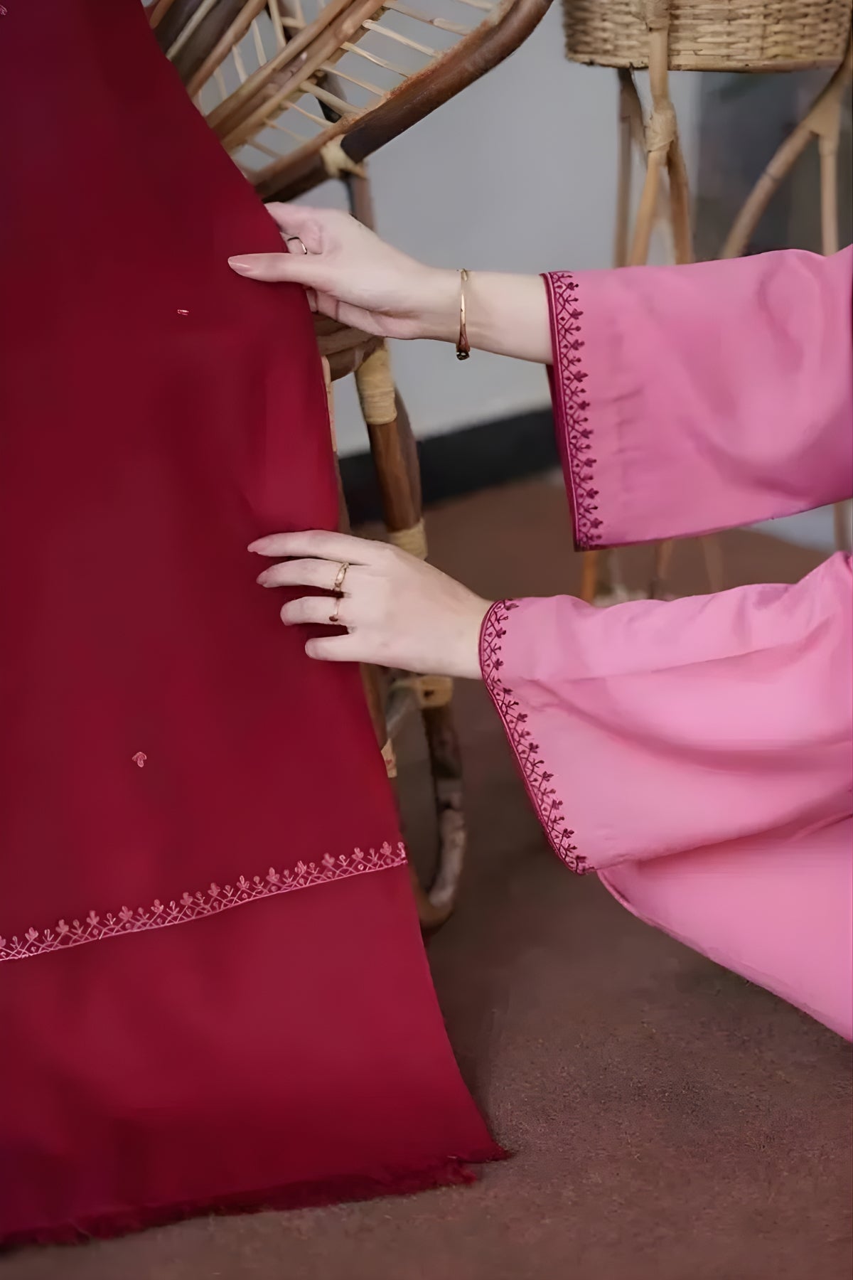 Aisling - 3PC Unstitched Dhanak Embroidered Shirt with Dhanak Embroidered Dupatta and Trouser